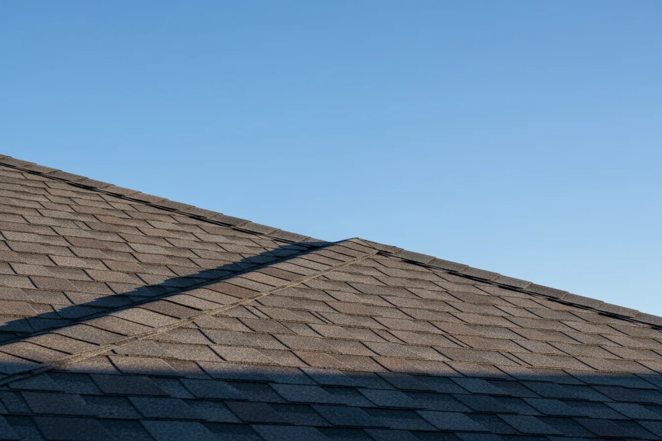 Newly installed architectural asphalt shingle roof
