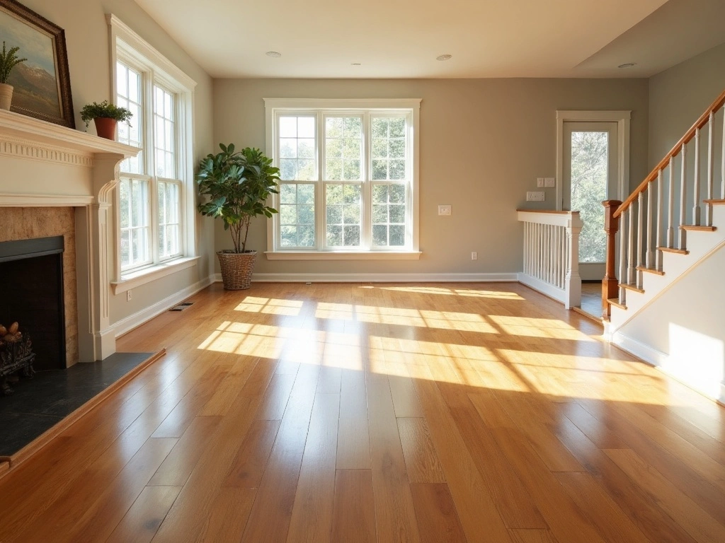Freshly refinished hardwood floor