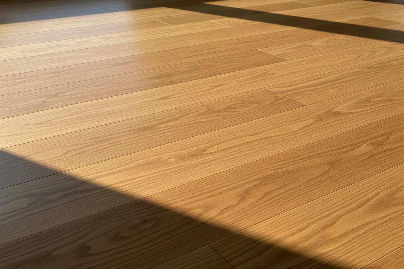 Freshly refinished hardwood oak floor with a satin sheen